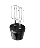 Black stand mixer base with metal attachments on a white background, featuring the sensor