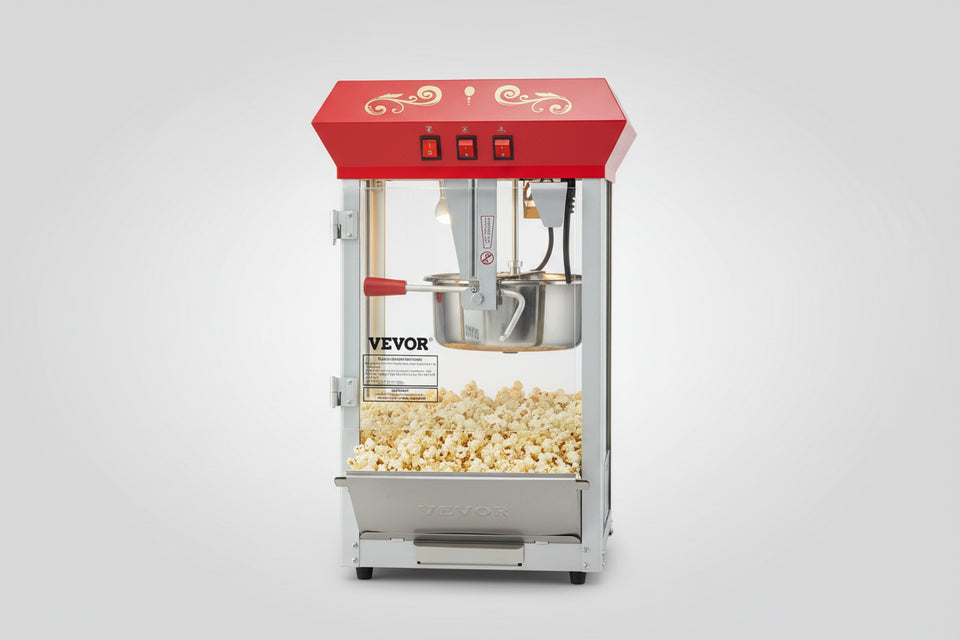 Popcorn machine with Vevor branding on a white background